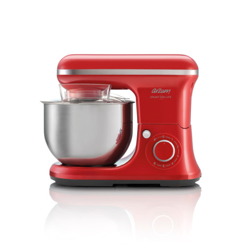 Arzum AR1189 Crust Mix Lite Mikser me Bazë 1500W, Enë 5L për Brumosje, 3 Aksesorë, E Kuqe